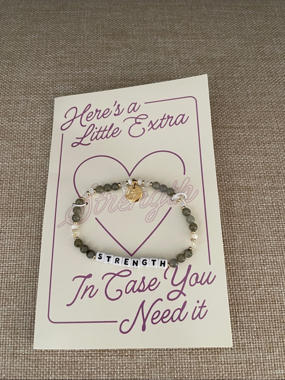STRENGTH Beaded Bracelet with Gold Charm